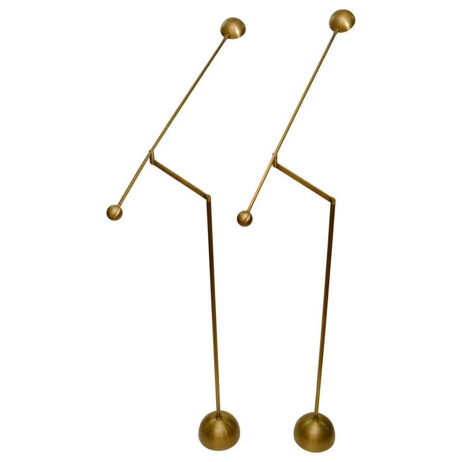 Pair of Brass Counter Balance Floor Lamps