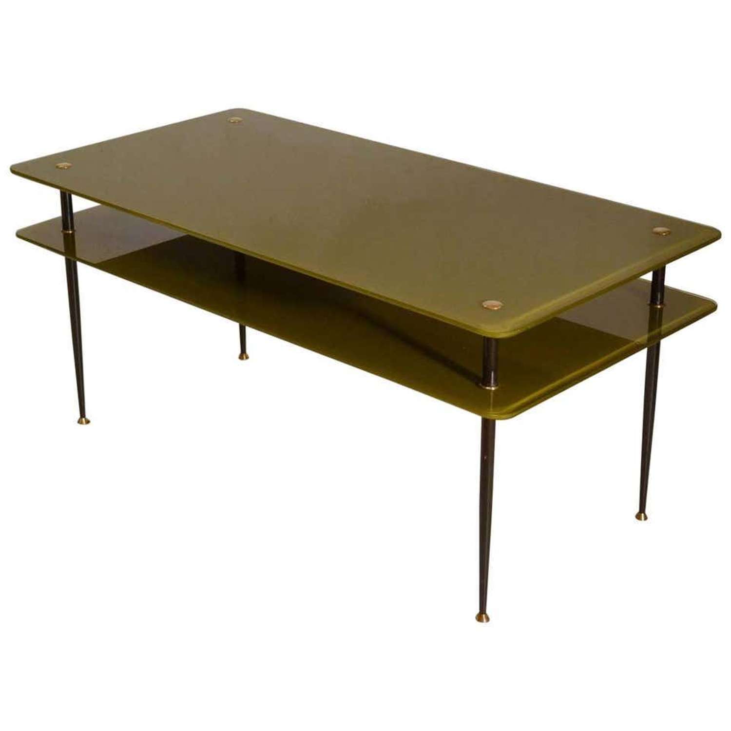 Olive Green Glass Coffee Table, Italy, 1950's