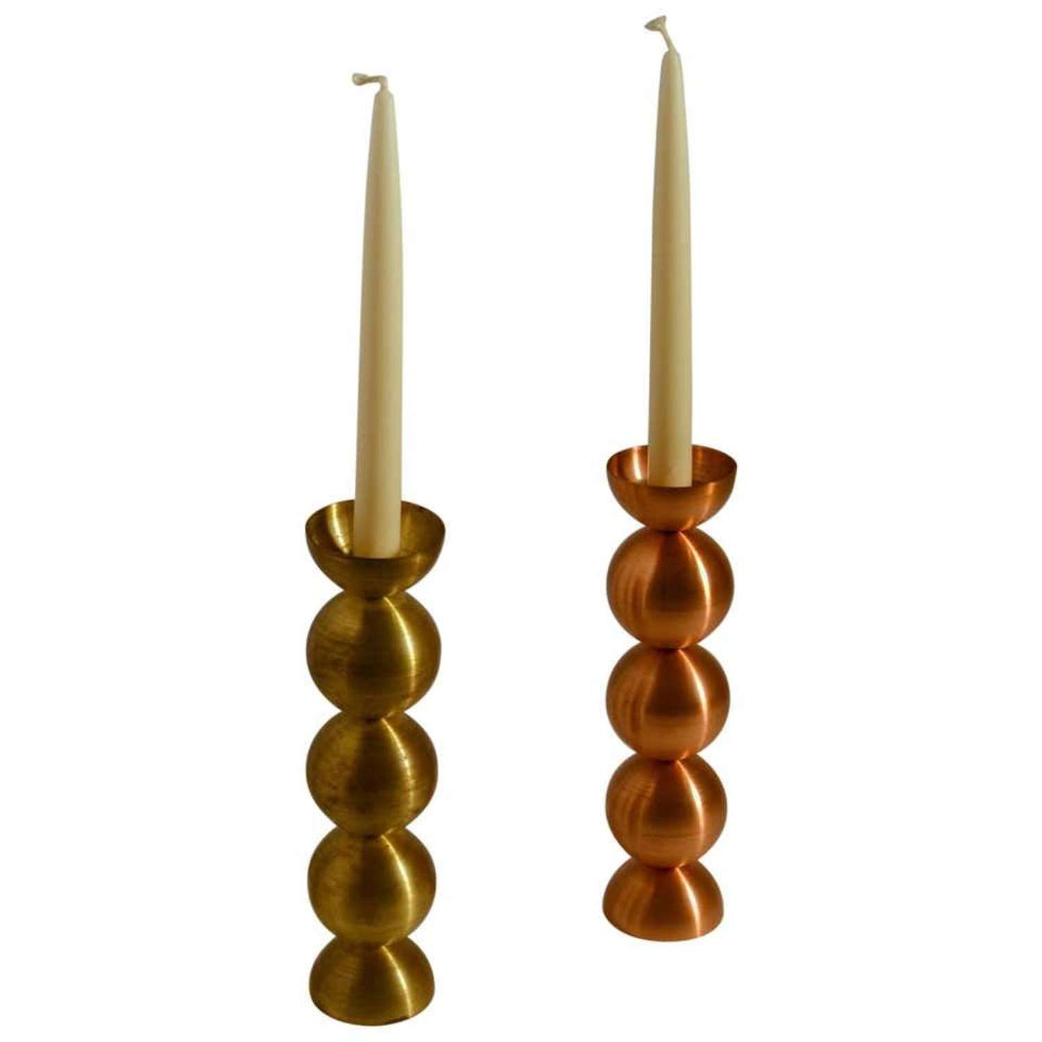 Pair of Candle holders in Brass and Copper, Sweden