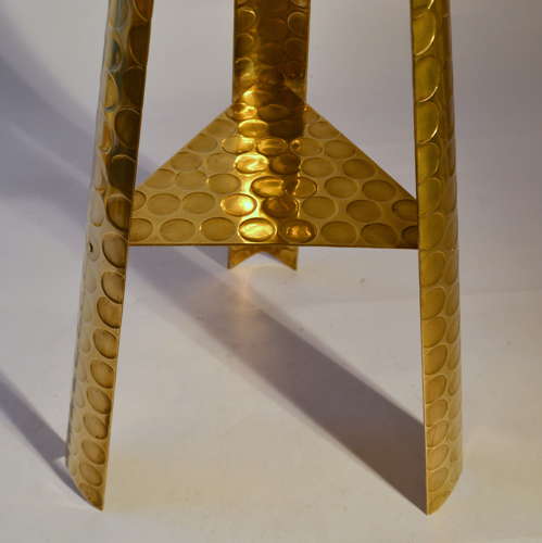 Large Modernist Brass Floor Candle Holder, 1950's