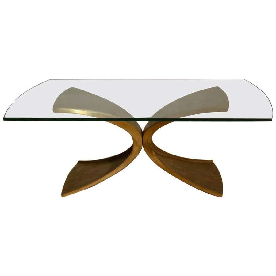 Coffee Table in Bronze & Glass by Luciano Frigerio 1980's