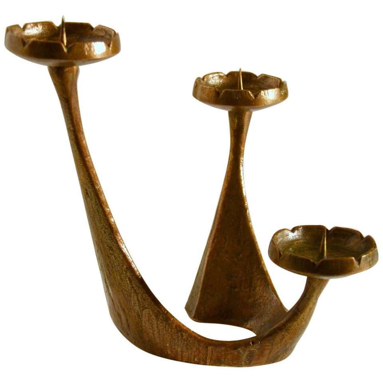 Candelabra Free form shape with Three Arms in Bronze