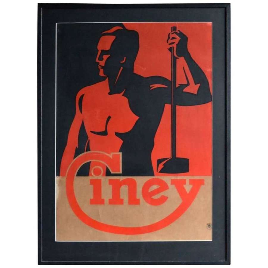 Art Deco Poster Advertising in Red and Black, Belgium
