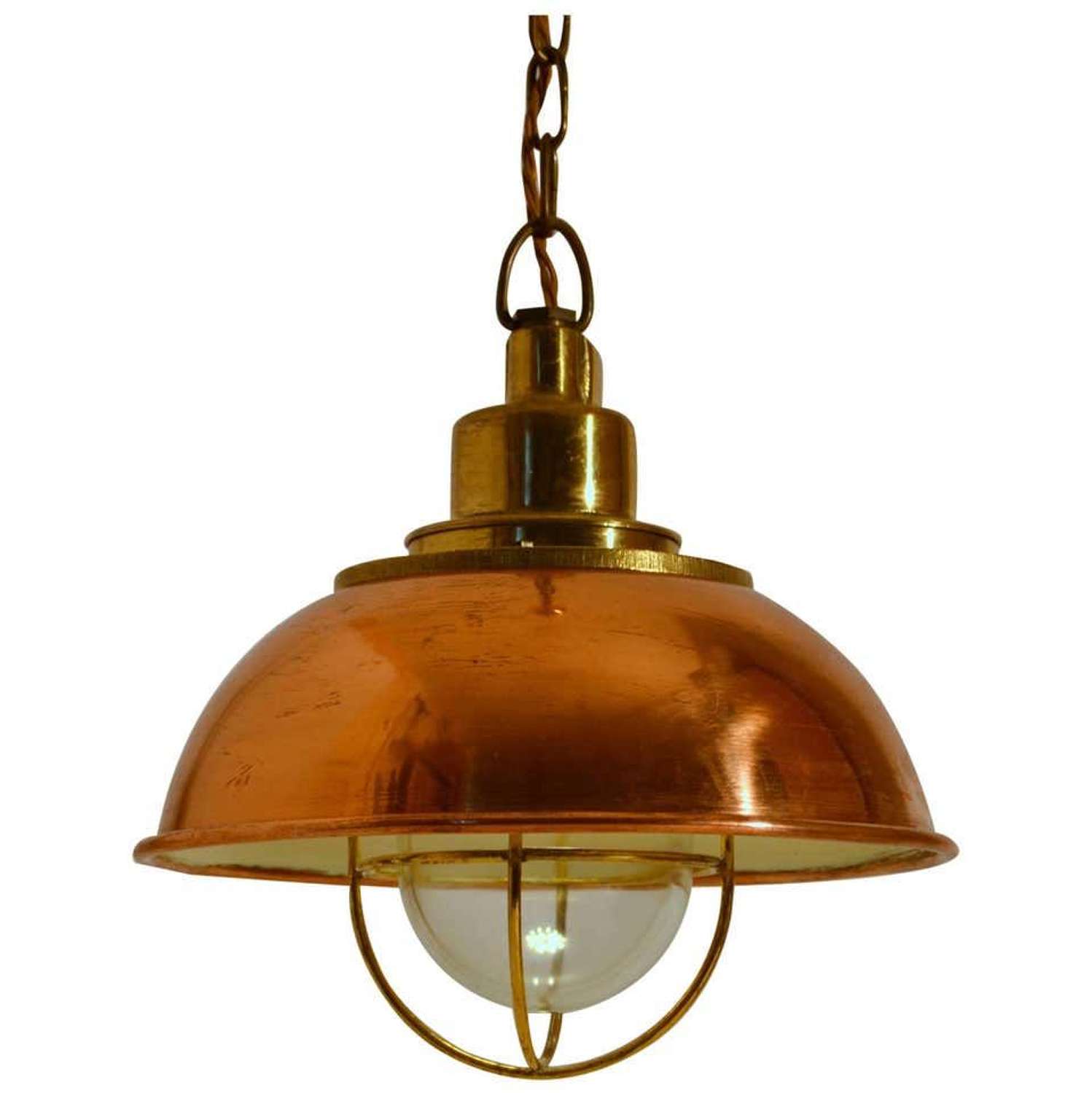 Industrial Copper and Brass Pendant Lamp