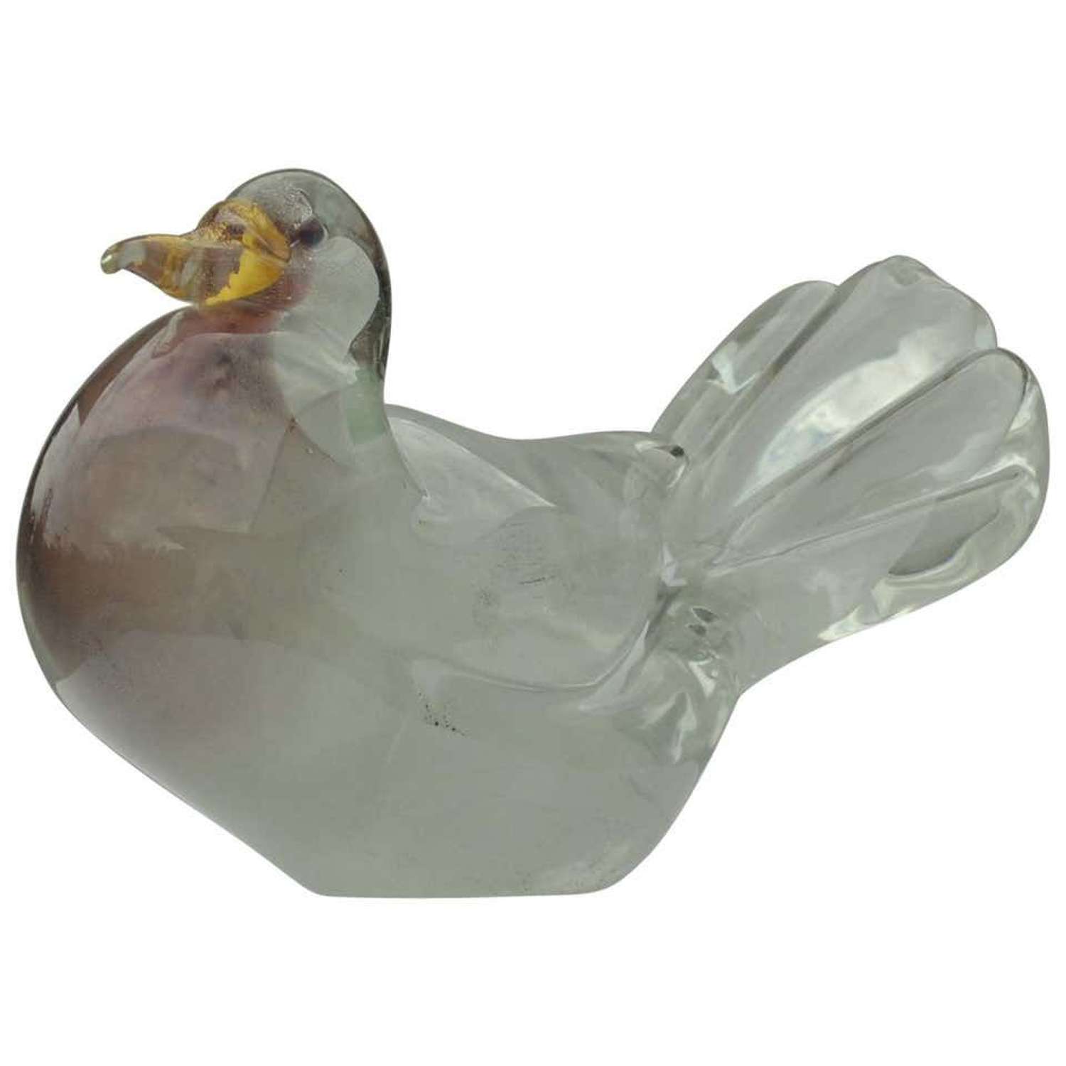 Hand Blown Glass Dove Attributed to Seguso, Italy