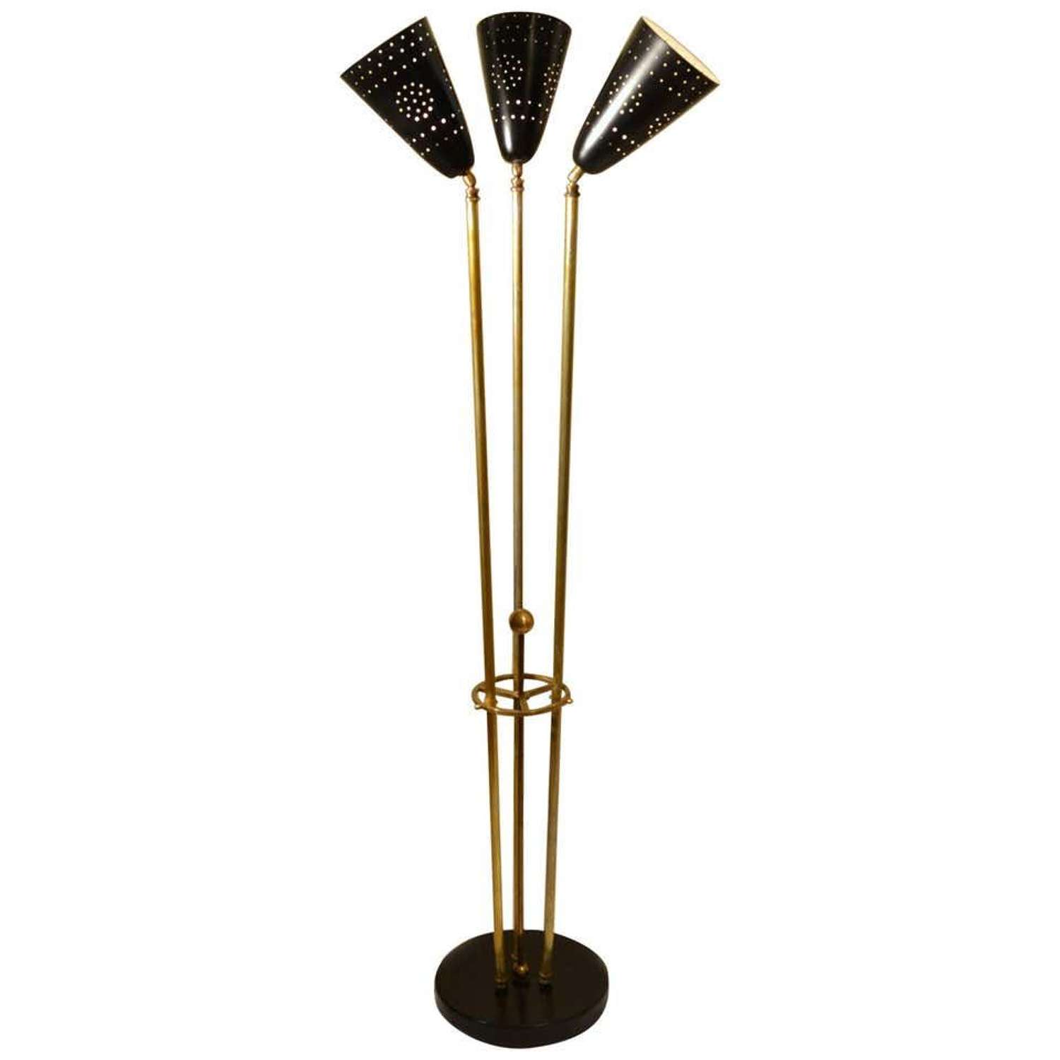 Floor Lamp with Perforated Shades & Brass Italy 1950