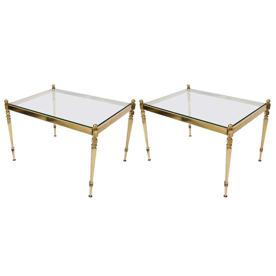 Pair of Side Tables Brass and Glass