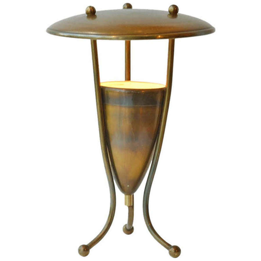 Brass Table Lamp on Tripod Legs French 1950's