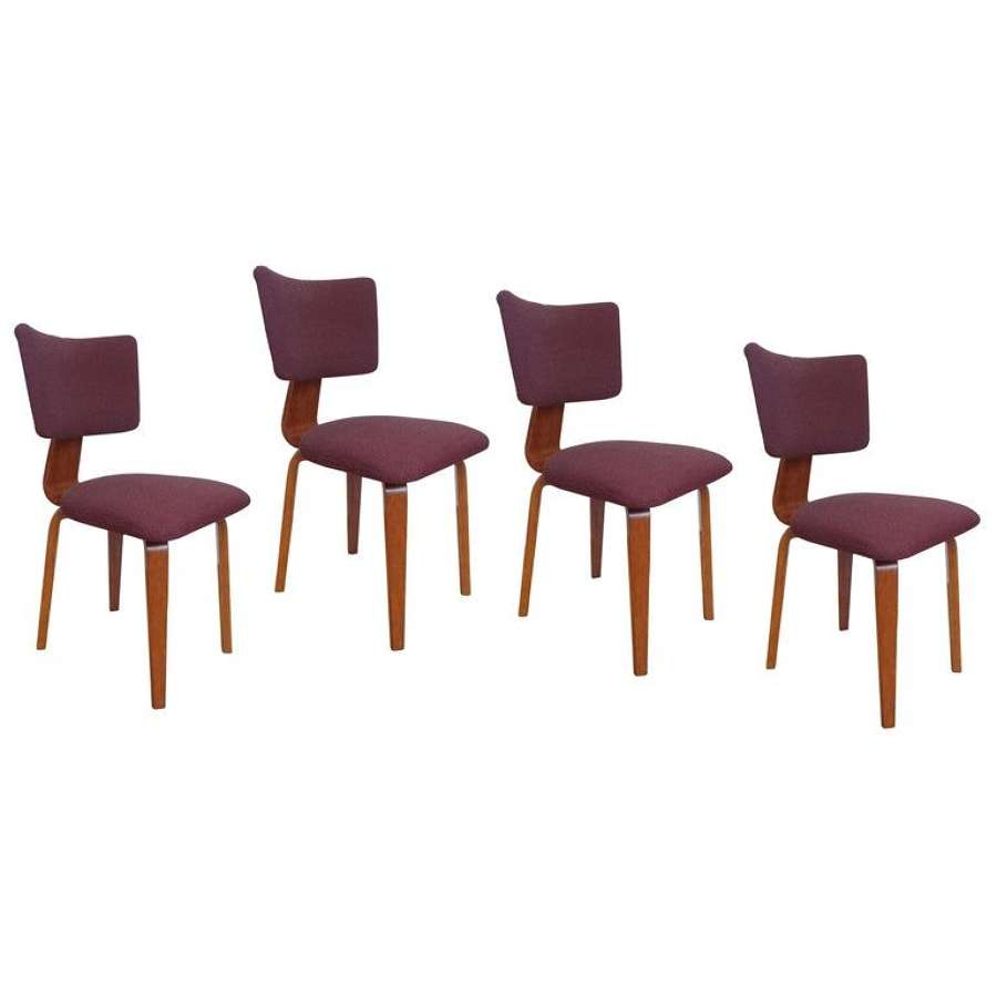 Four Plywood Dining Chairs by Dutch Cor Alons 1950's