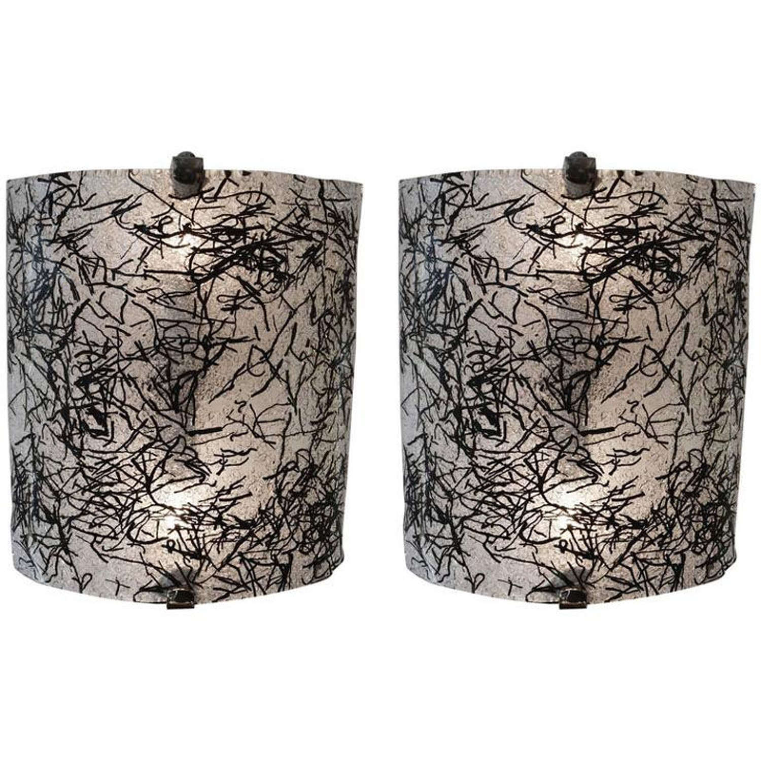 Pair of  Murano Glass Wall Sconces by De Majo, Italy