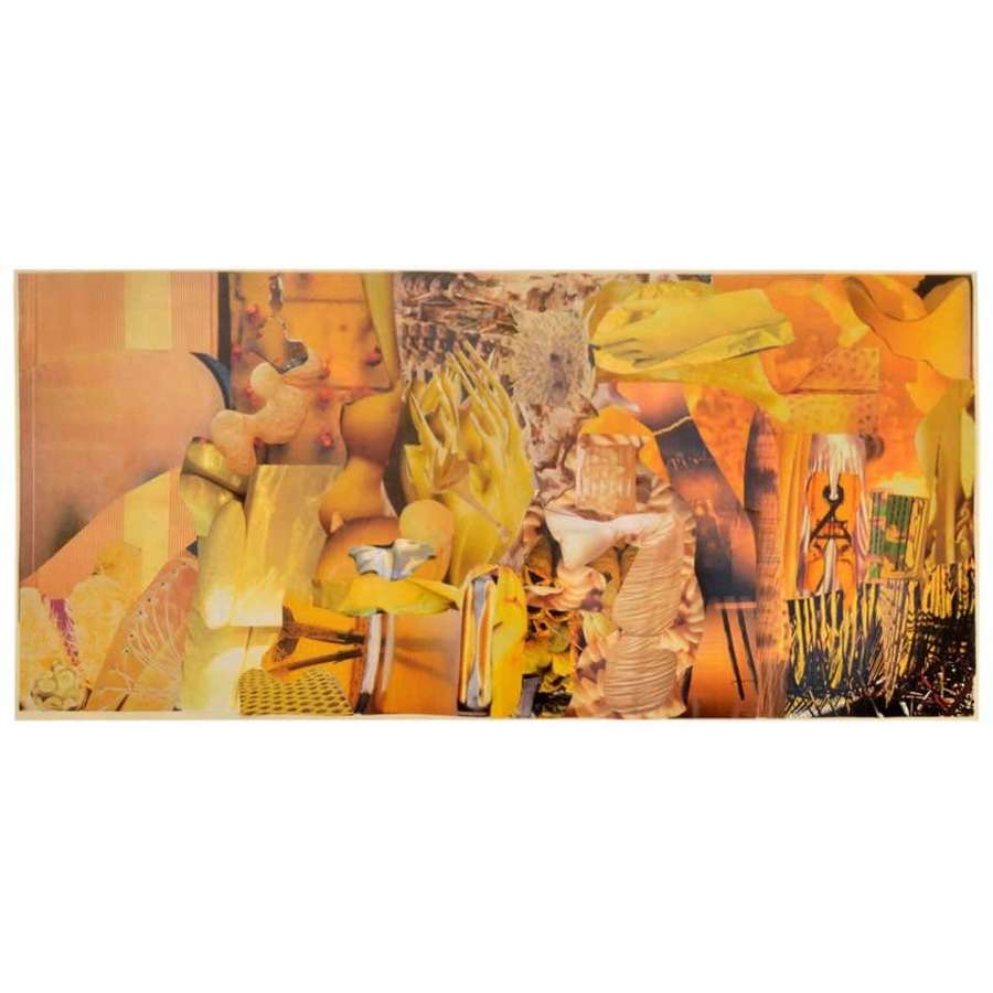 Abstract Collage Art in Yellow by B Allan, UK, 1993