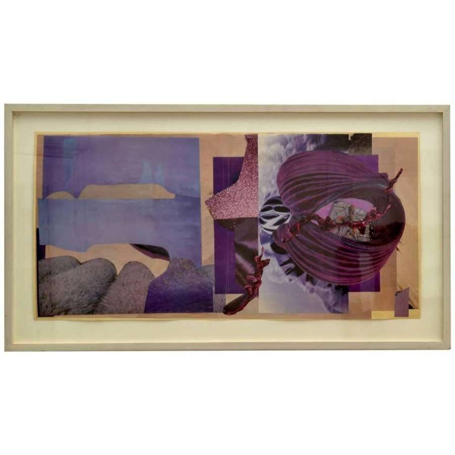 Abstract Collage Art in Purple by B Allan, UK, 1993