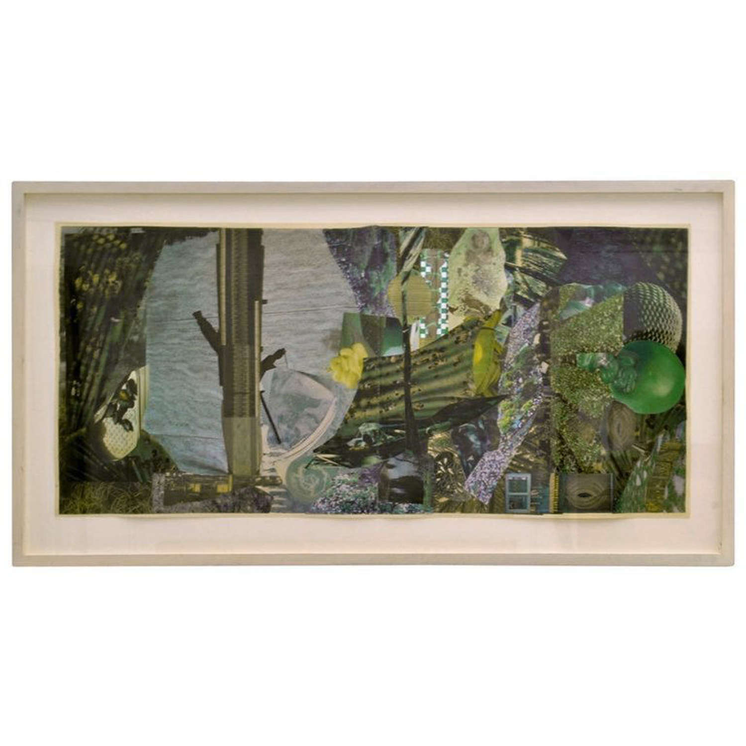Abstract Collage Art in Green by B Allan, UK, 1993