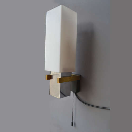 Pair of Minimalist Wall Lights Italian with Glass Shades 1960