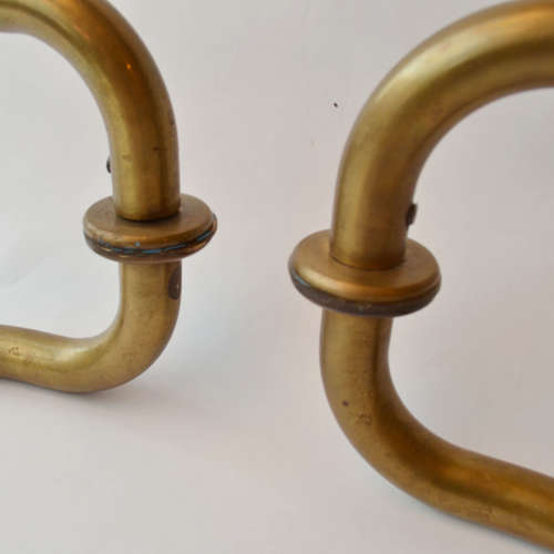 Large Pair of Curved Brass Push & Pull Door Handles