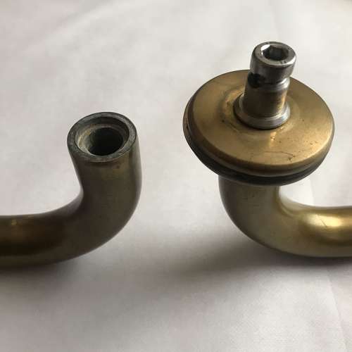 Large Pair of Curved Brass Push & Pull Door Handles