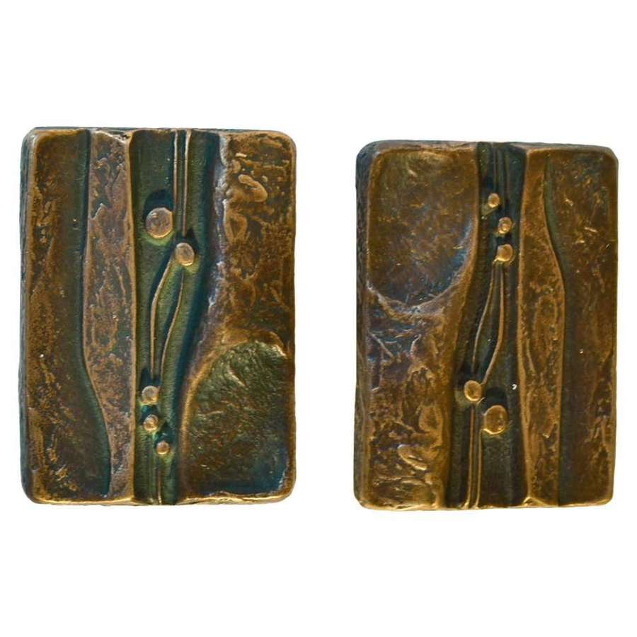 Bronze Pair of Door Handles with Nature decoration
