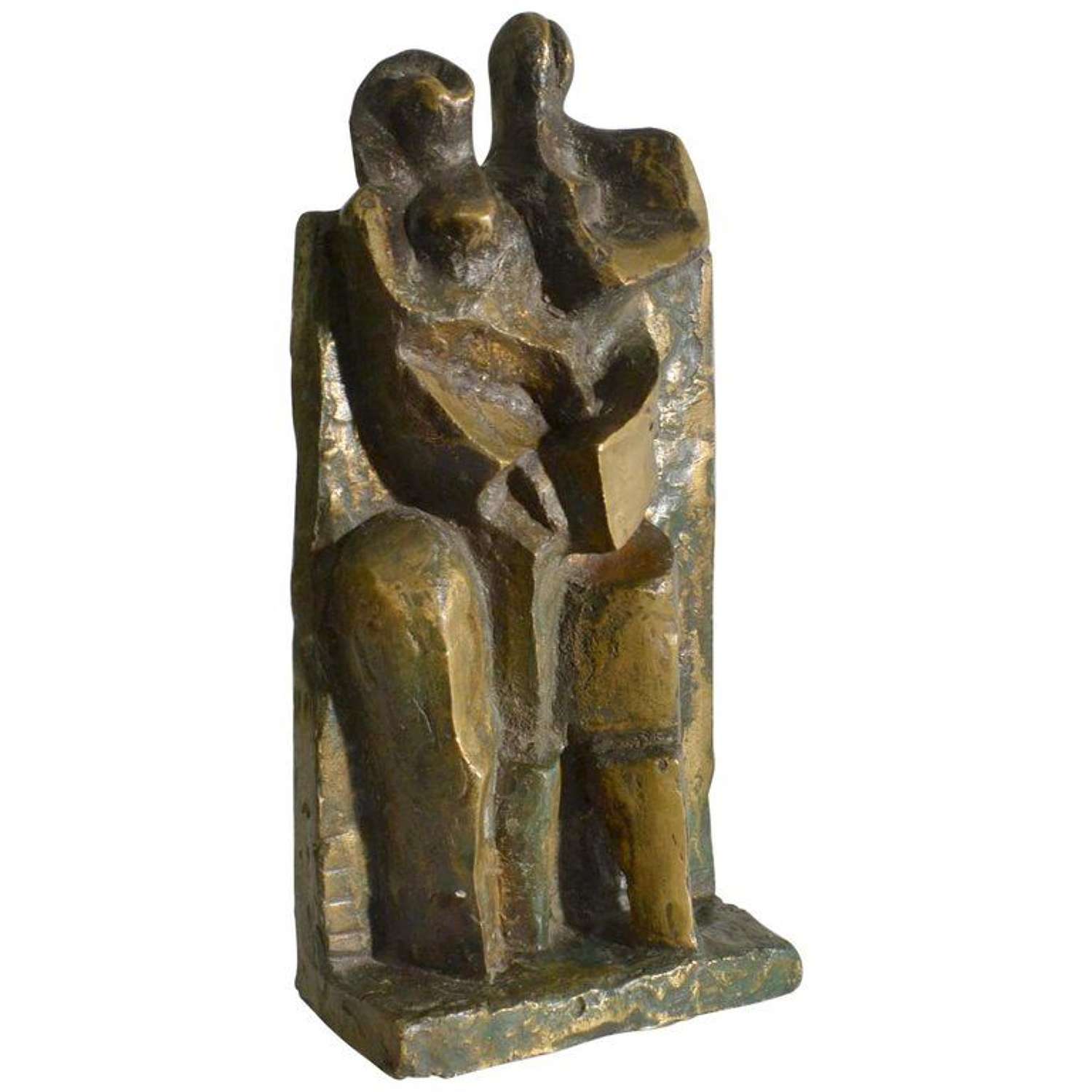 Cubist Bronze Sculpture of Man and Women, Dutch 1960's