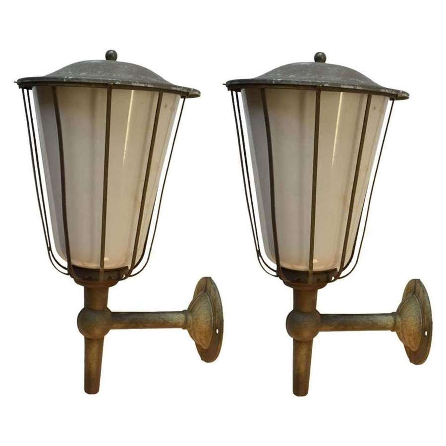 Pair of Large Outdoor Lanterns, Early 20th Century