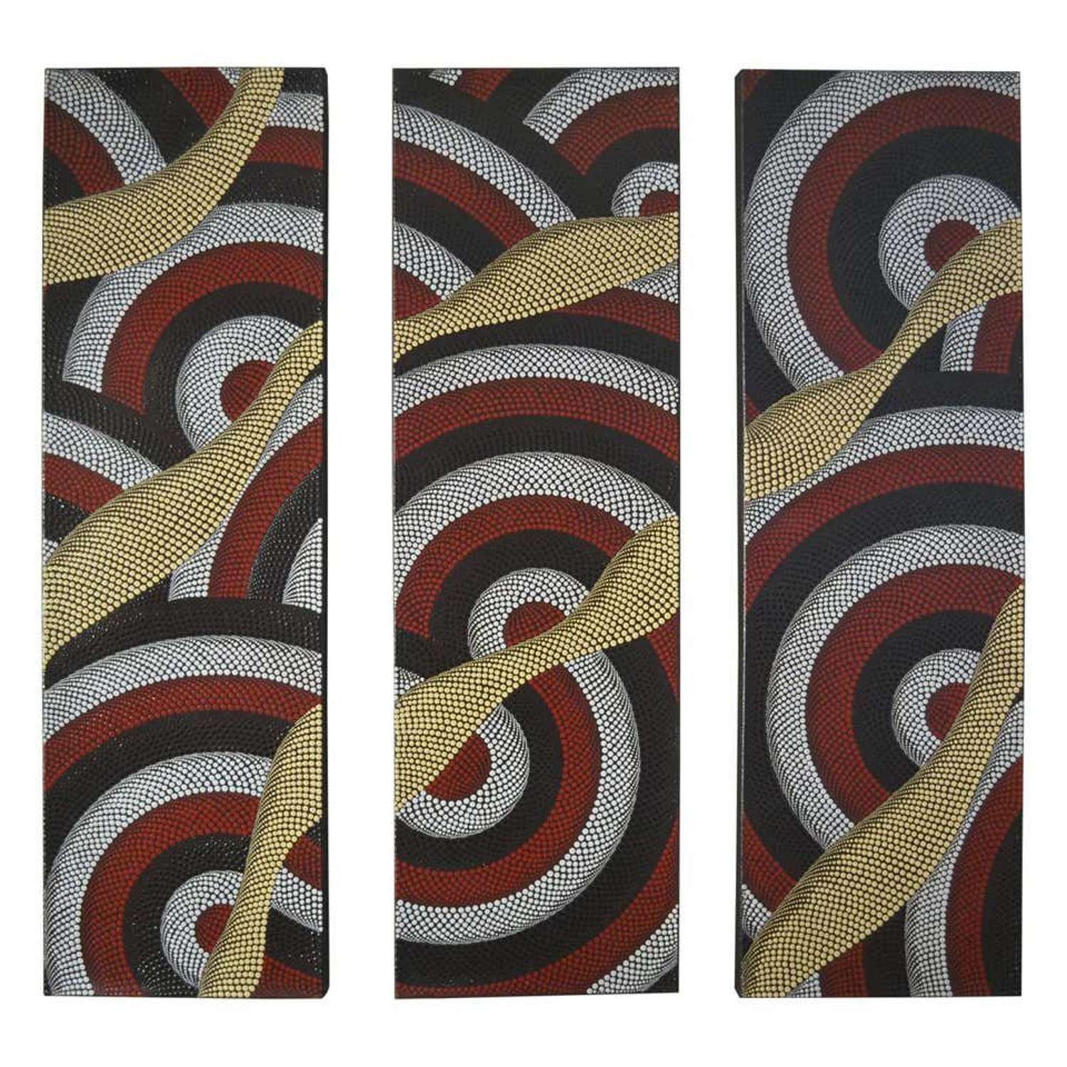 Triptych of Contemporary Aboriginal Dot Paintings