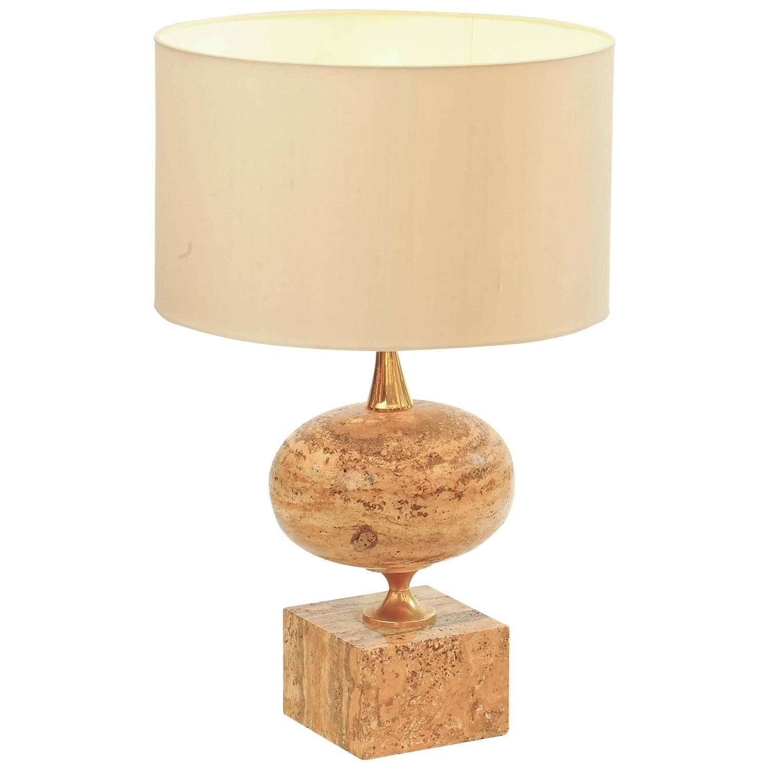 1970s Travertine Table Lamp by Maison Barbier
