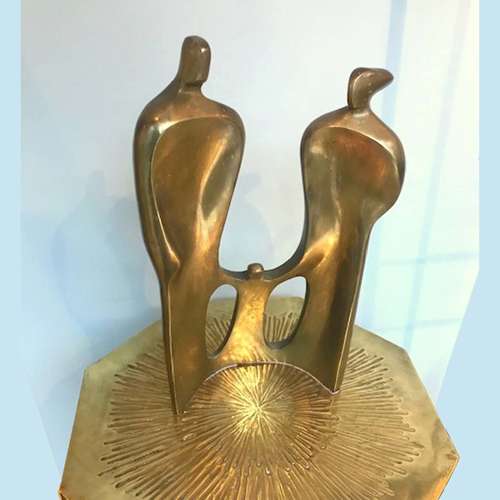 Large Figurative Bronze Sculpture of Family by Maria Guergova