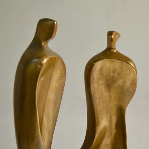 Large Figurative Bronze Sculpture of Family by Maria Guergova