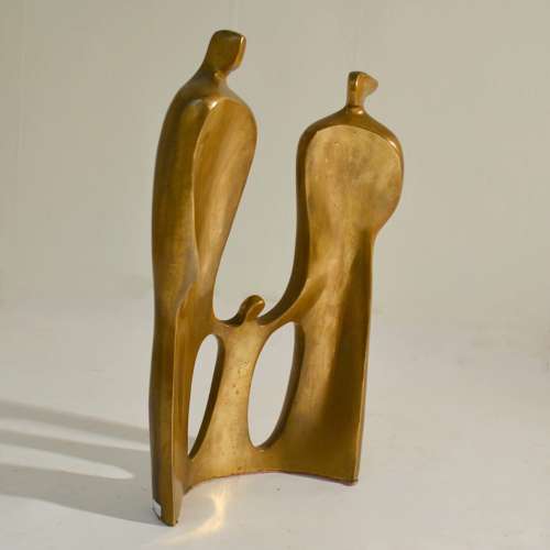 Large Figurative Bronze Sculpture of Family by Maria Guergova