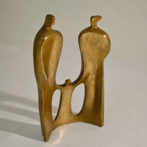 Large Figurative Bronze Sculpture of Family by Maria Guergova