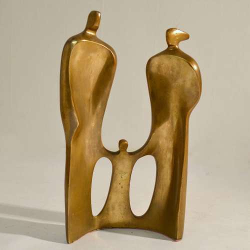 Large Figurative Bronze Sculpture of Family by Maria Guergova
