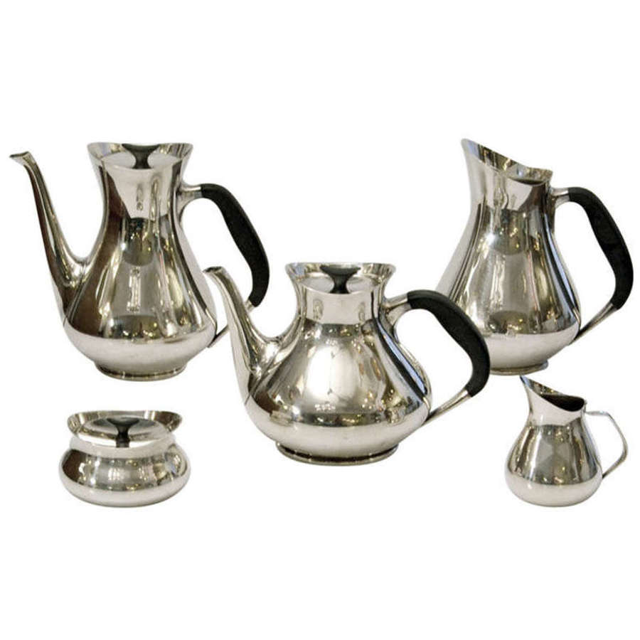 Danish Silver Plated Tea Coffee Set by Hans Bunde