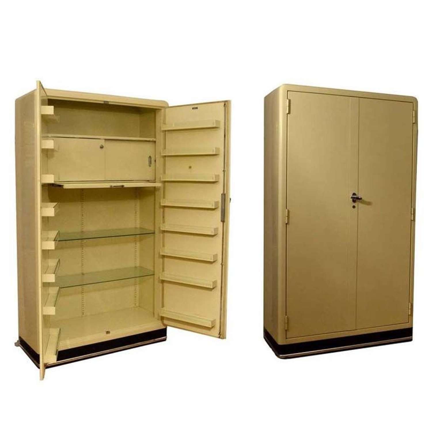 Industrial Cream Medicine Storage Cabinet, 1930's