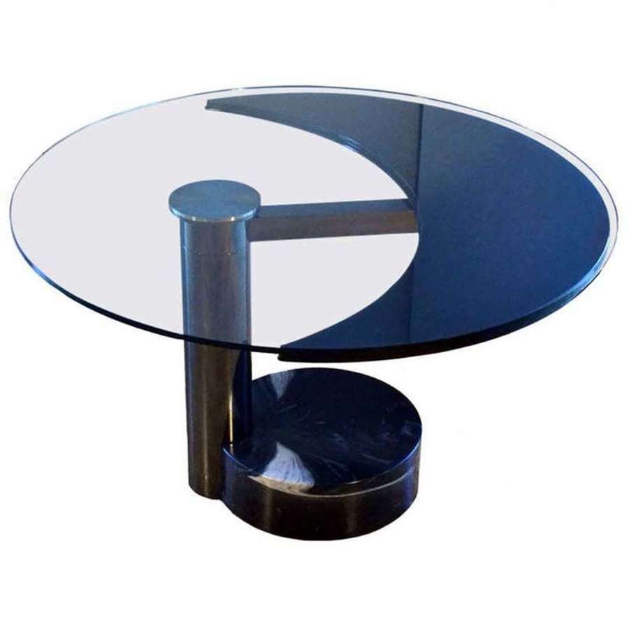 Round & Oval Dining Table with Glas and Black Top by Mario Mazzer