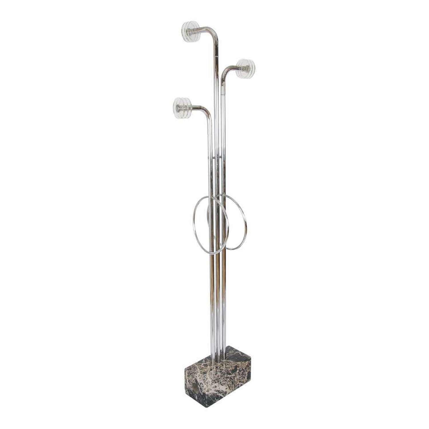 Coat Stand in Chrome, Lucite and Marble, Italy 1970s