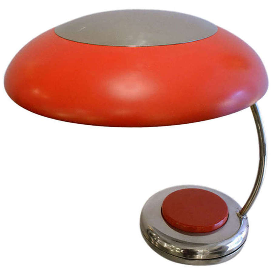 Mid-Century Modern Red Metal Desk or Table Lamp