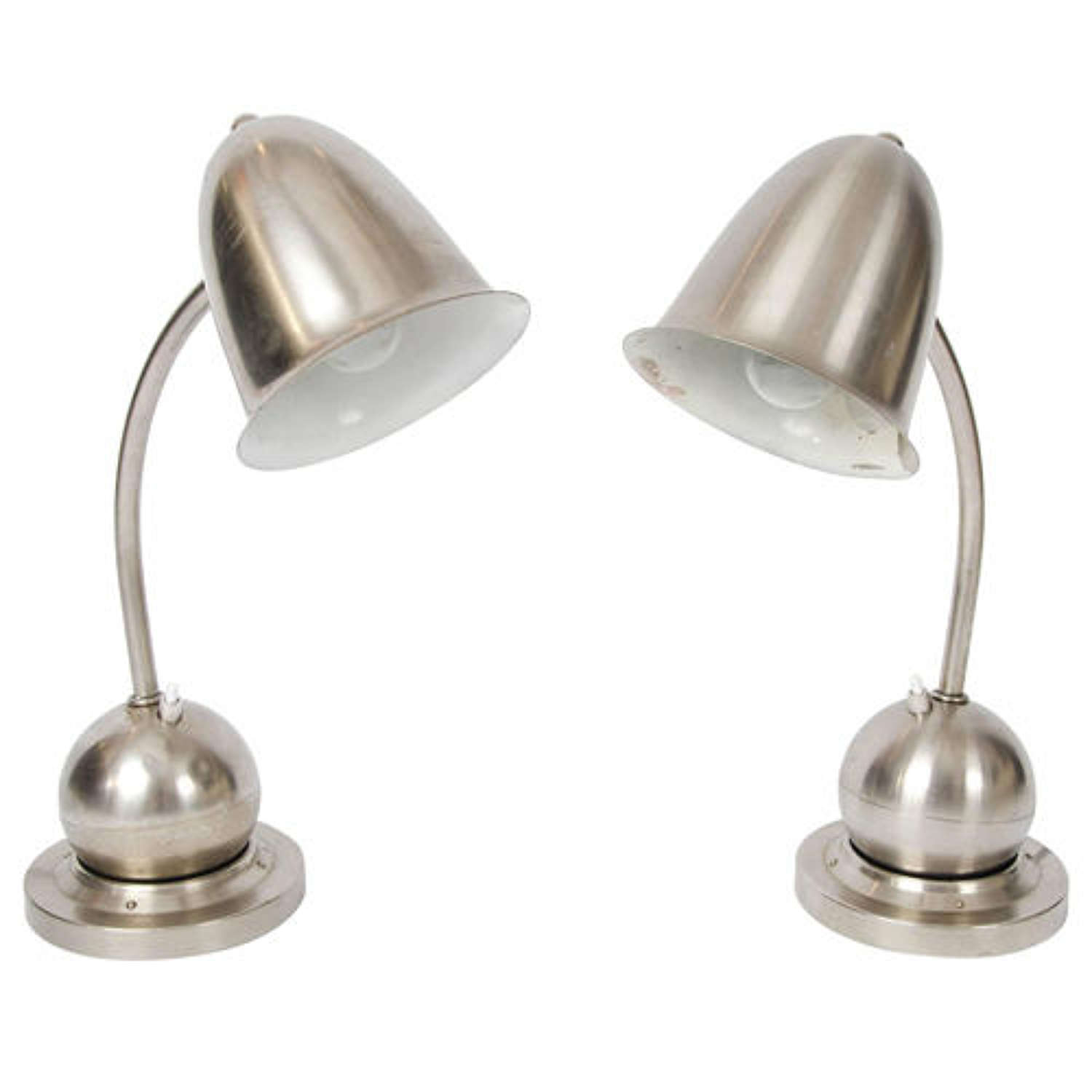 Modernist Pair of Table Lamps Nickel by Daalderop, 1930s