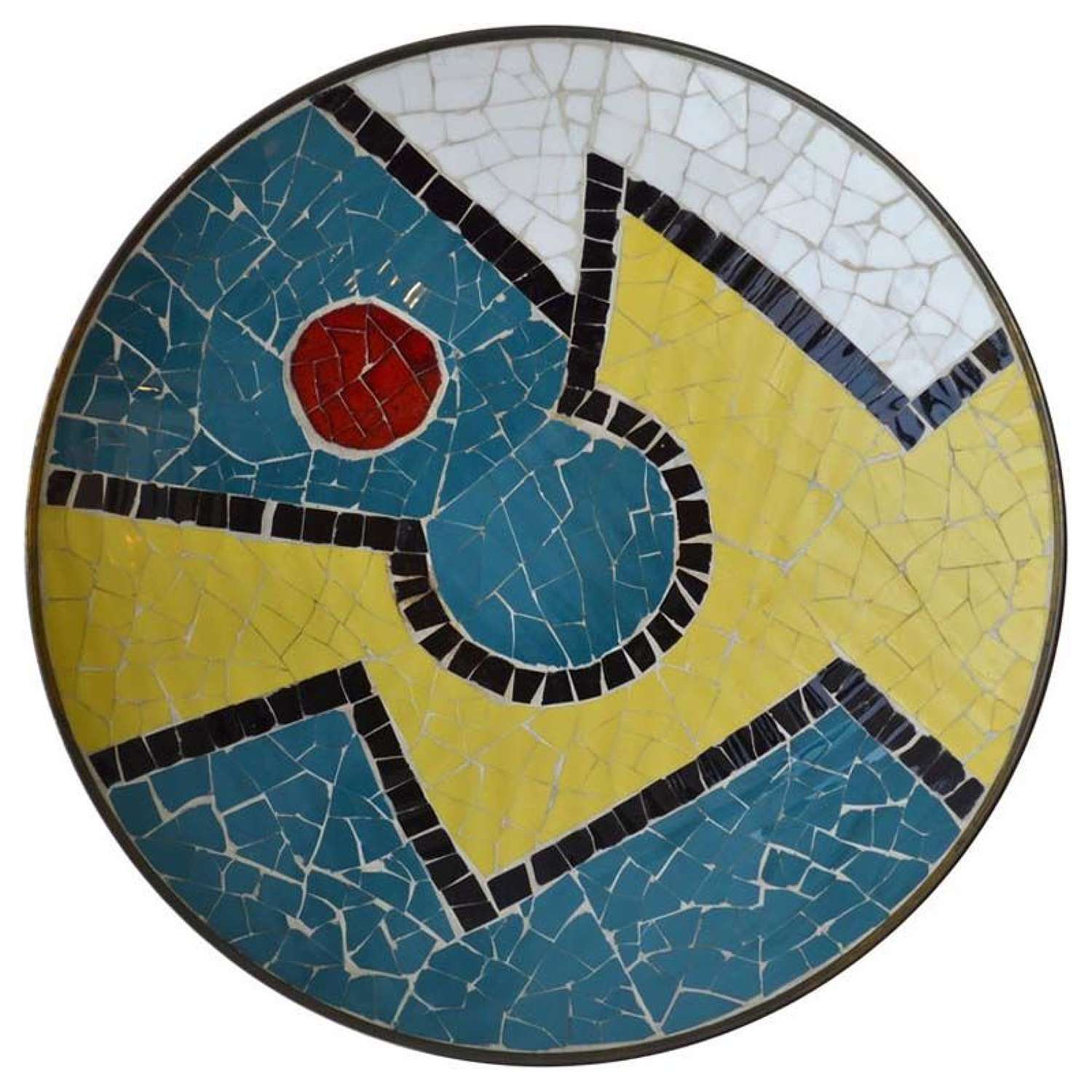 Charger & Wall Plate in Brass with Colorful Mosaic Motif