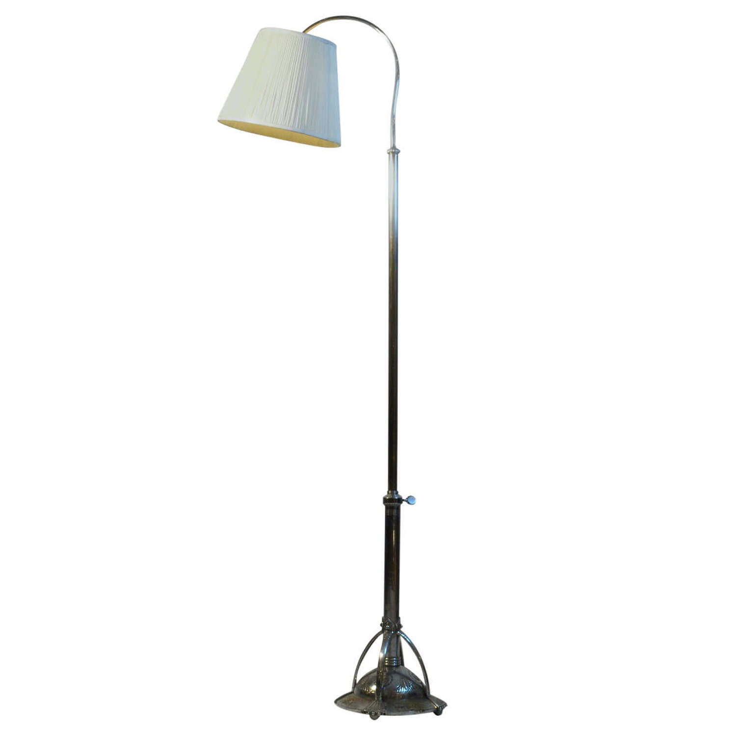 Art Deco Floor Lamp with Pleated Lamp Shade