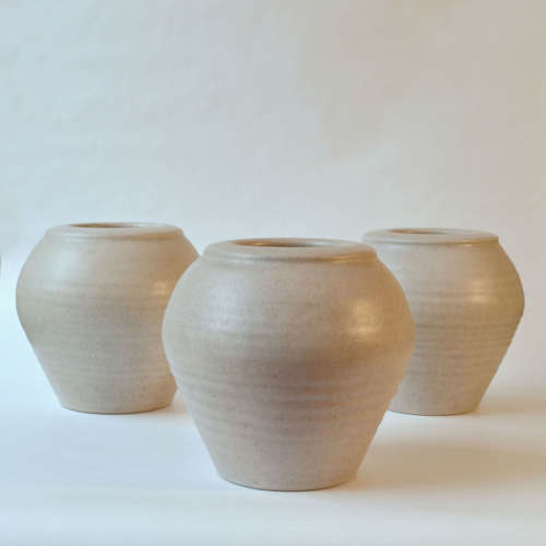 Three Ivory White 1980's Studio Pottery Vases