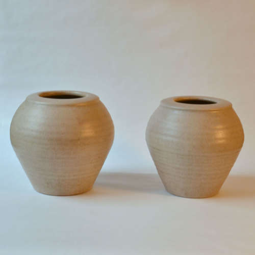 Three Ivory White 1980's Studio Pottery Vases