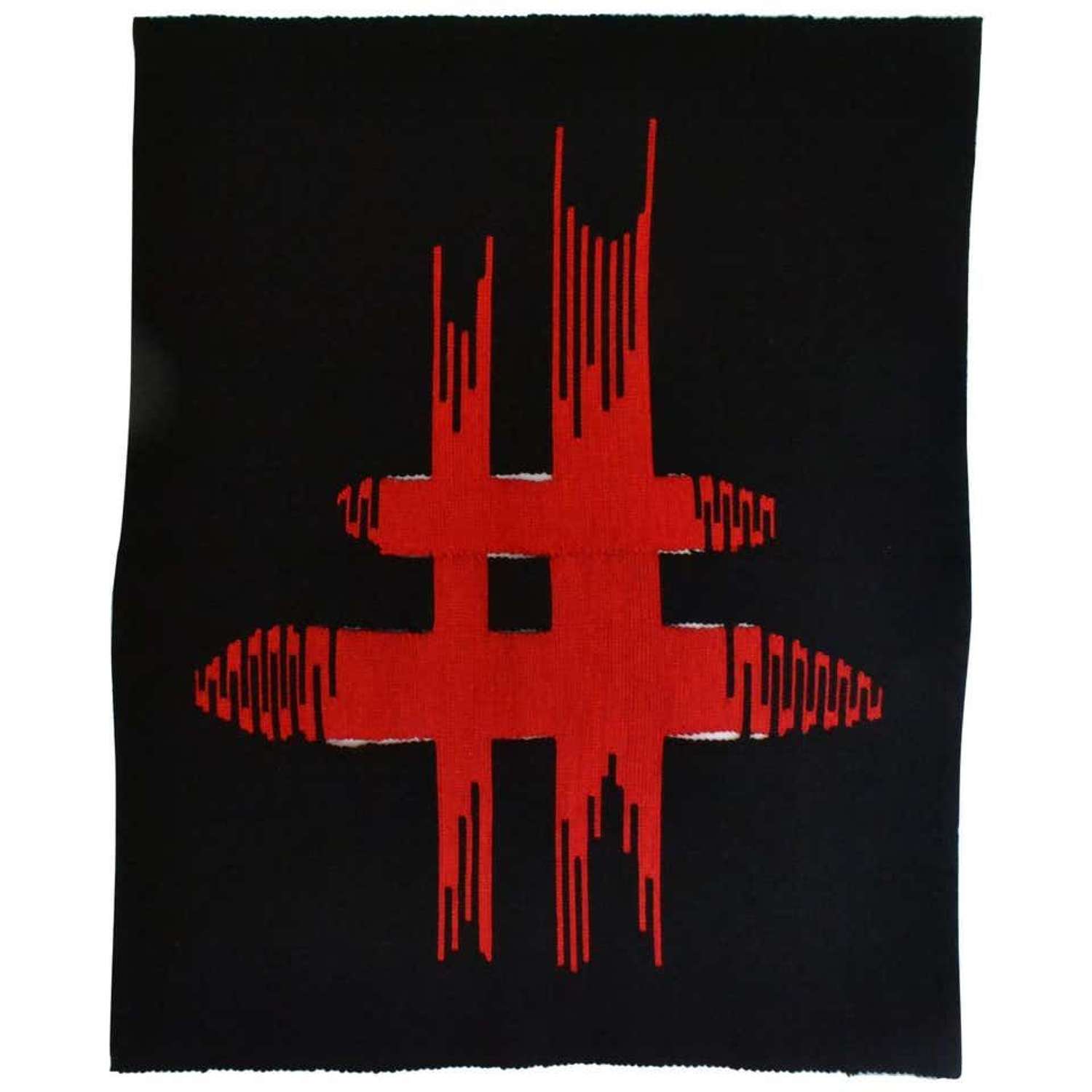 Abstract Expressionist Tapestry by Liesbeth Wiersma in Red and Black,