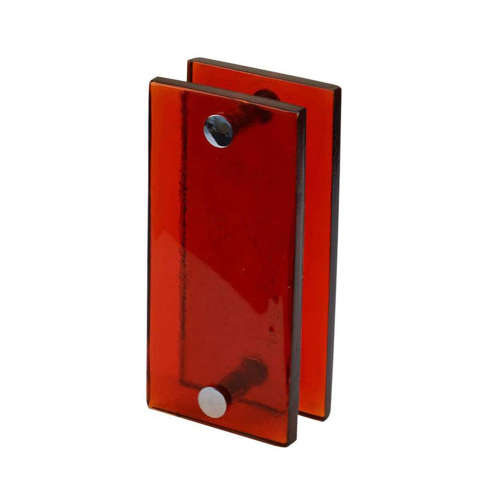 Pair of Large Push and Pull Double Door Handles in Red Glass