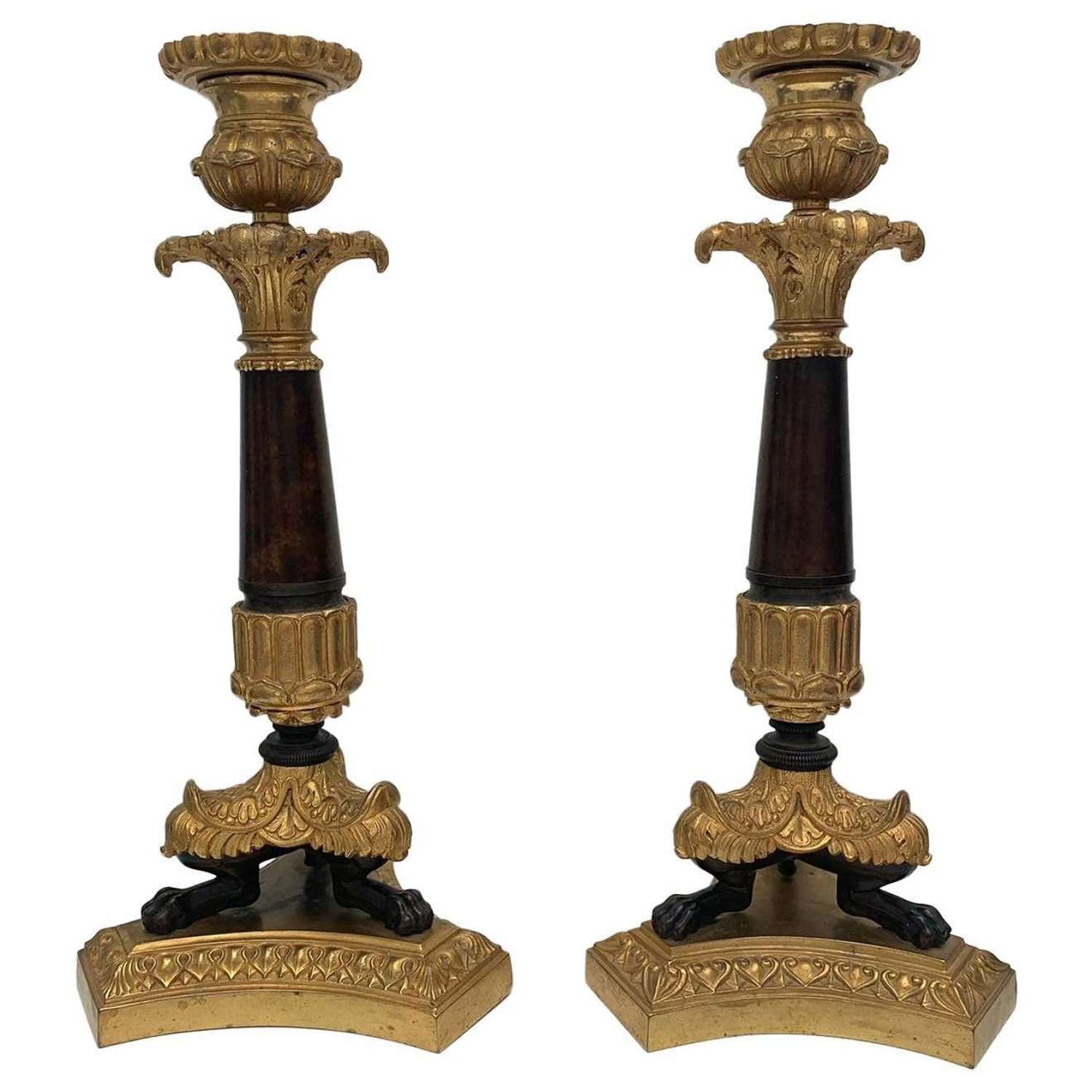 Pair of Bronze Candlesticks, Napoleon III France