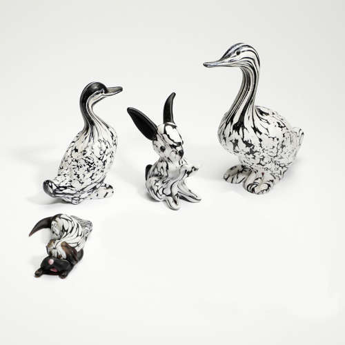 Animal Sculptures in Black and White by Archimede Seguso