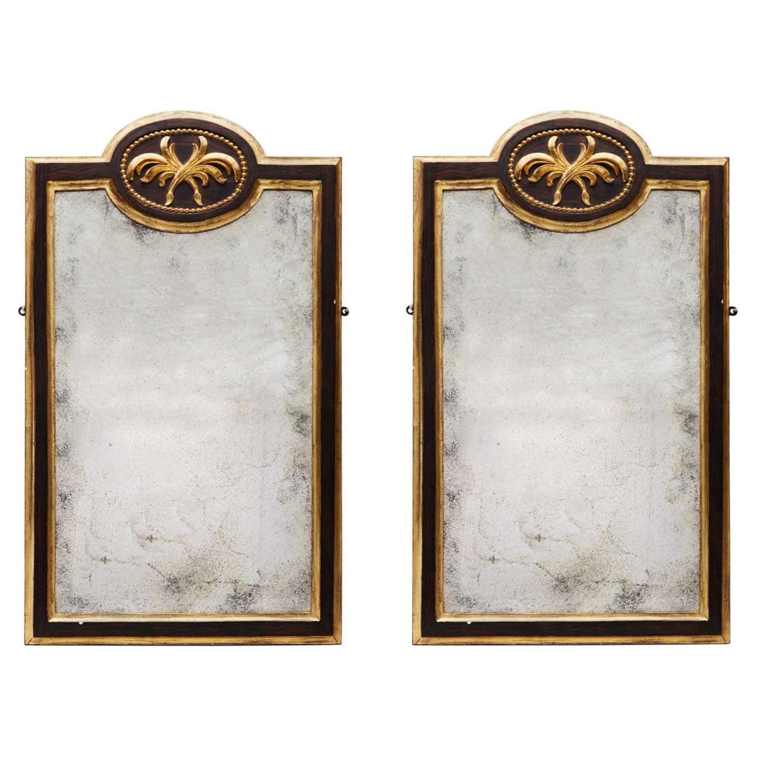 Pair of 19th Century Gilt and Ebonized Mirrors