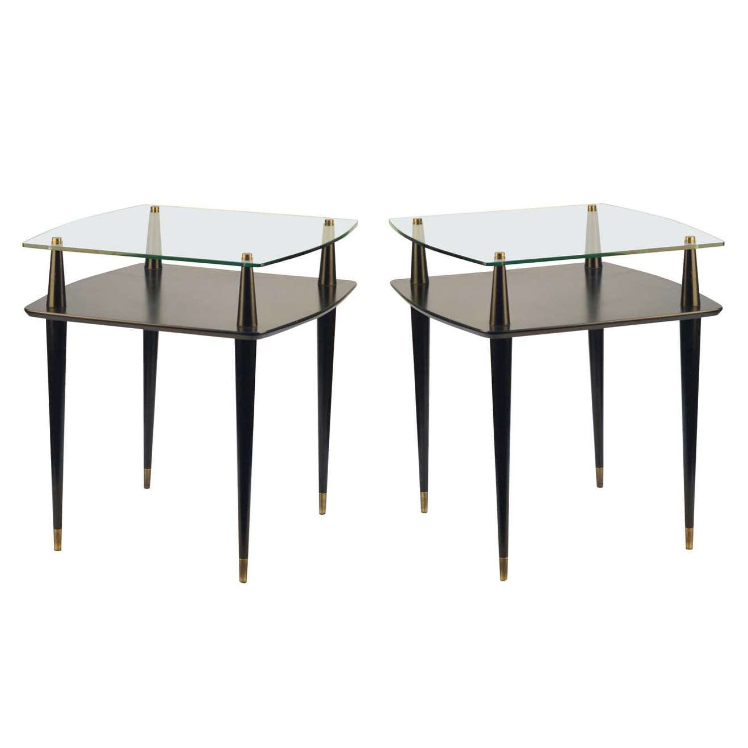 Pair of 1950's Black Square Side Tables