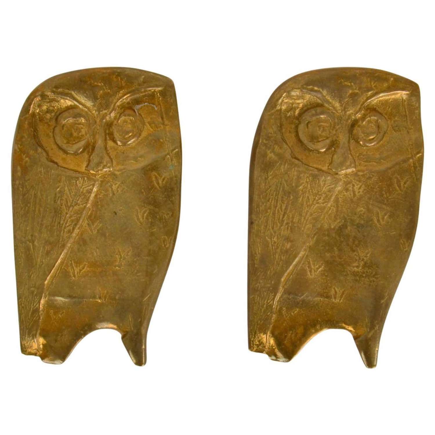 Pair of Bronze Owl Push and Pull Door Handles