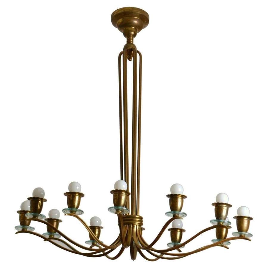 Oval Brass Chandelier by Pietro Chiesa for Fontana Arte Italy 1940's
