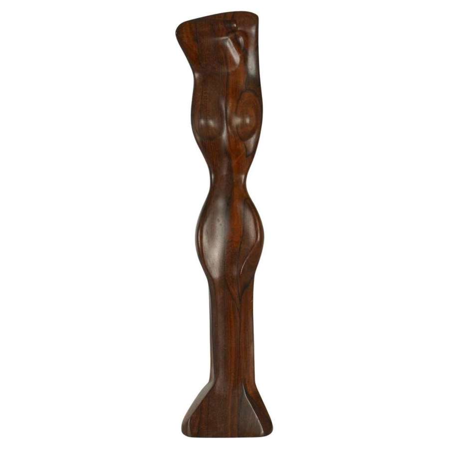 Tall Female Sculpture Hand Carved Hardwood circa 1970's