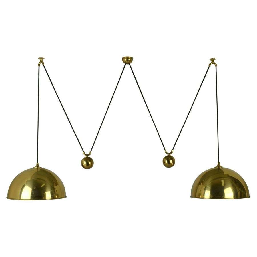 Double 'Posa' Counterbalance Brass Pendant by Florian Schulz